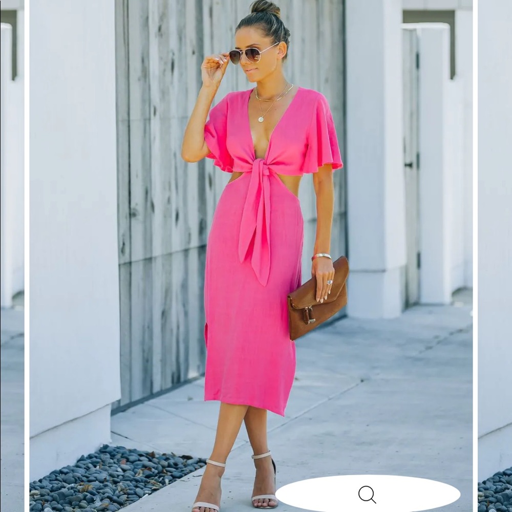 VICI hot pink tie dress- M